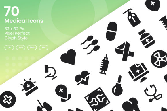 Review: 70 Medical Icons - Glyph for Embroidery