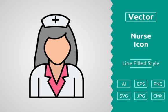 Vector Nurse Filled Outline Icon for Graphics